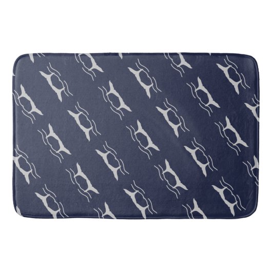 Whales Tail Pattern Navy and Grey Badmat (Voorkant)