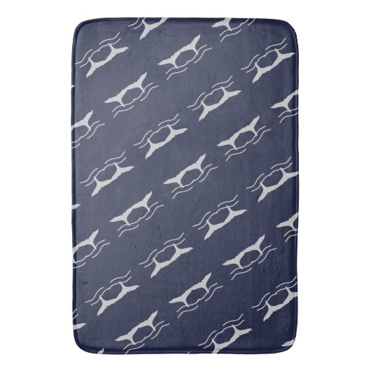 Whales Tail Pattern Navy and Grey Badmat (Voorkant Verticaal)
