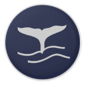 Whales Tail Pattern Navy and Grey Keramische Knop (Voorkant)