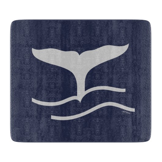 Whales Tail Pattern Navy and Grey Snijplank (Voorkant)