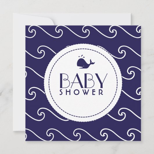 Whales Tale & Wavy Navy Invitation Kaart (Voorkant)
