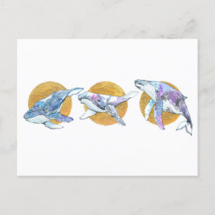 Whales Trio Fly Float en Dream A Briefkaart
