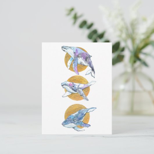 Whales Trio Fly Float en Dream B Briefkaart (Staand voorkant)