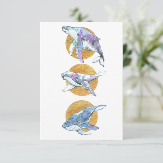 Whales Trio Fly Float en Dream Bedankkaart (Staand voorkant)