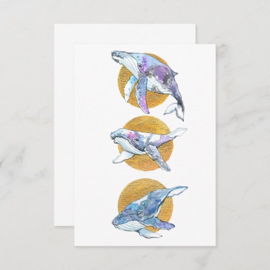 Whales Trio Fly Float en Dream Bedankkaart (Voorkant / Achterkant)