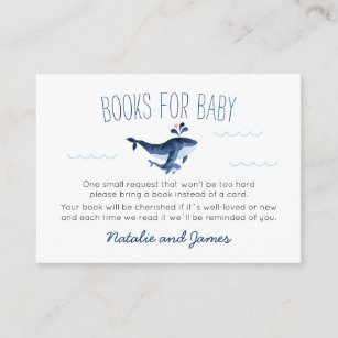 Whales Under the Sea Books for Baby Shower Informatiekaartje