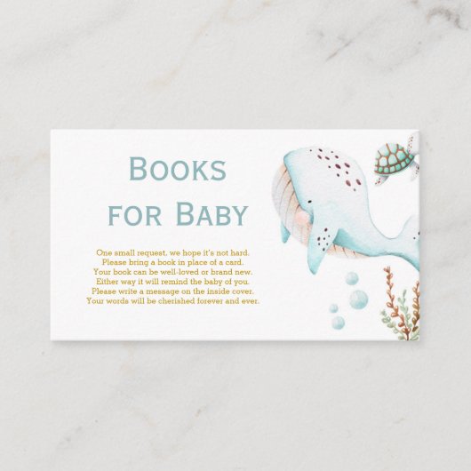 Whales Under the Sea Books for Baby Shower Informatiekaartje (Voorkant)