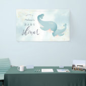 Whales Waterverf Blue Boy Baby shower Welkom Spandoek (Beurs)