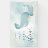 Whales Waterverf Blue Boy Baby shower Welkom Spandoek (Verticaal)