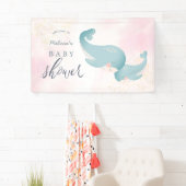 Whales Waterverf Roze Girl Baby shower Welkom Spandoek (Insitu)