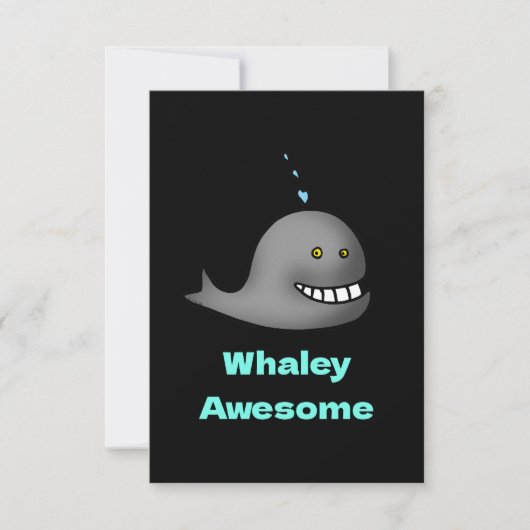 Whaley Awesome Funny Whale Pun Design Bedankkaart (Voorkant)