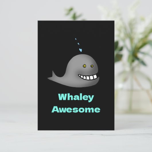 Whaley Awesome Funny Whale Pun Design Bedankkaart (Staand voorkant)