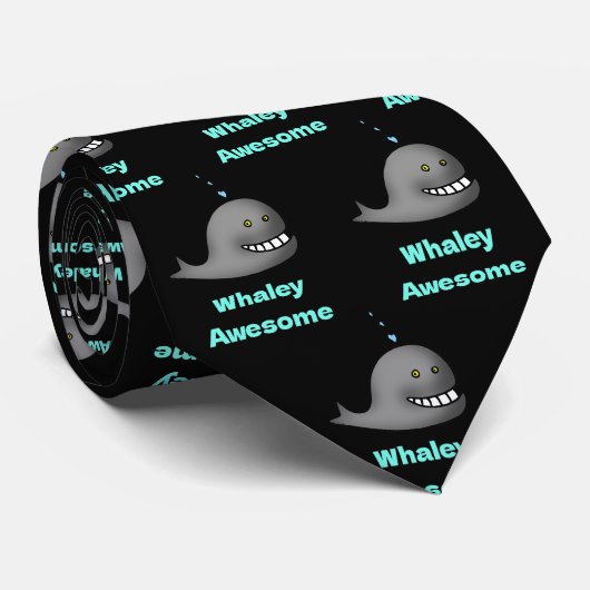 Whaley Awesome Funny Whale Pun Design Stropdas (Opgerold)