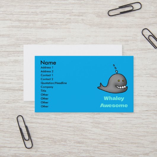 Whaley Awesome Funny Whale Pun Design Visitekaartje (Voorkant / Achterkant in situ)
