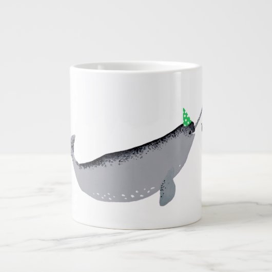 Whaley Good Tea Text Narwhal Whale Grote Koffiekop (Voorkant)
