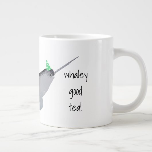 Whaley Good Tea Text Narwhal Whale Grote Koffiekop (Rechts)
