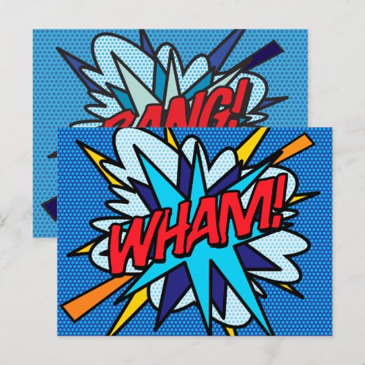 WHAM BANG Fun Retro Comic Book Pop Art Briefkaart (Voorkant / Achterkant)