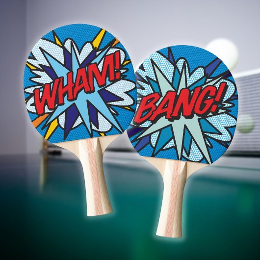 WHAM BANG Leuk Retro Stripboek Pop Art Tafeltennisbatje