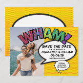 WHAM-foto bewaar de datum leuke retro stripboek Save The Date (Voorkant / Achterkant)