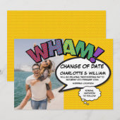 WHAM Foto Datumwijziging Uitgesteld Stripboek Save The Date (Voorkant / Achterkant)