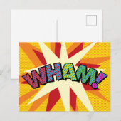 WHAM Fun Retro Comic Book Pop Art Aankondigingskaart (Voorkant / Achterkant)
