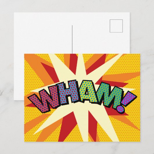 WHAM Fun Retro Comic Book Pop Art Aankondigingskaart (Voorkant / Achterkant)