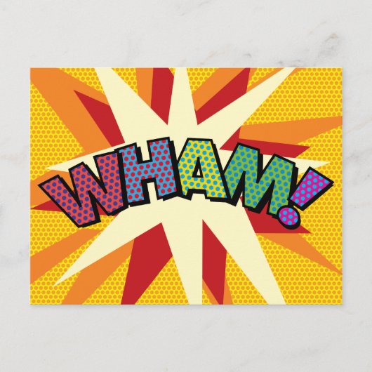 WHAM Fun Retro Comic Book Pop Art Aankondigingskaart (Voorkant)