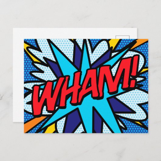 WHAM Fun Retro Comic Book Pop Art Aankondigingskaart (Voorkant / Achterkant)