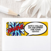 WHAM Fun Retro Comic Book Pop Art Address Etiket (Insitu)