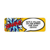 WHAM Fun Retro Comic Book Pop Art Address Etiket (Voorkant)