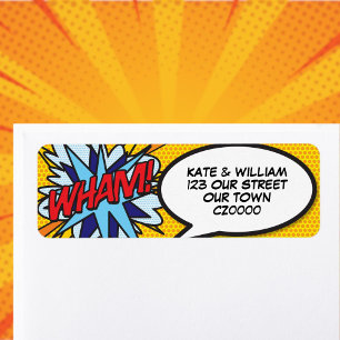 WHAM Fun Retro Comic Book Pop Art Address Etiket