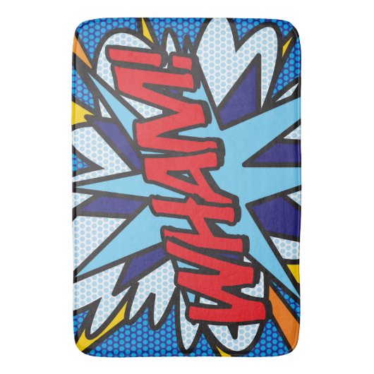 WHAM Fun Retro Comic Book Pop Art Badmat (Voorkant Verticaal)