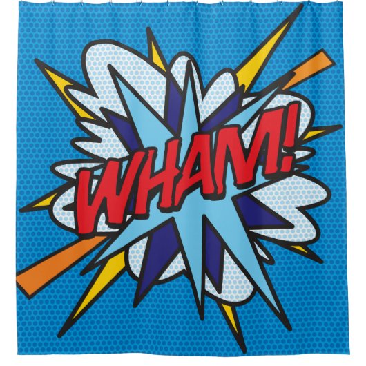 WHAM Fun Retro Comic Book Pop Art Douchegordijn (Voorkant)