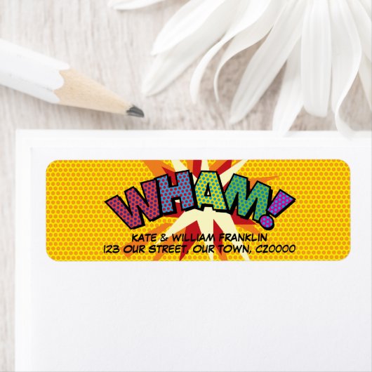 WHAM Fun Retro Comic Book Pop Art Etiket (Insitu)