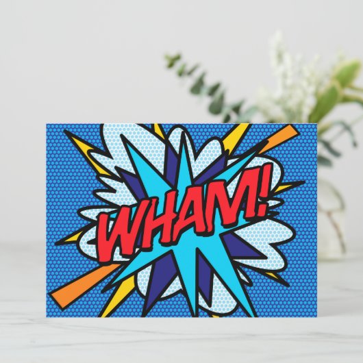 WHAM Fun Retro Comic Book Pop Art Kaart (Staand voorkant)