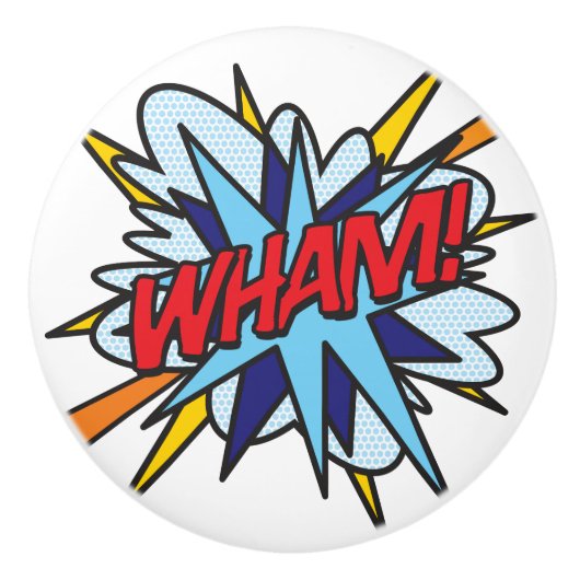 WHAM Fun Retro Comic Book Pop Art Keramische Knop (Voorkant)