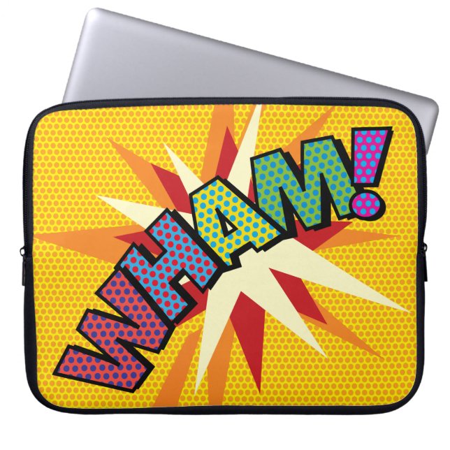 WHAM Fun Retro Comic Book Pop Art Laptop Sleeve (Voorkant)