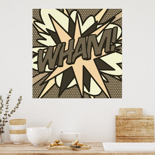 WHAM Fun Retro Comic Book Pop Art Poster (Keuken)