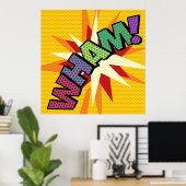 WHAM Fun Retro Comic Book Pop Art Poster (Thuiskantoor)