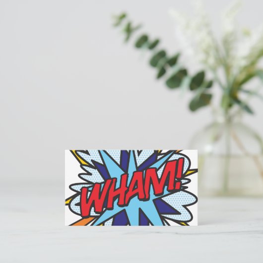 WHAM Fun Retro Comic Book Visitekaartje (Staand voorkant)