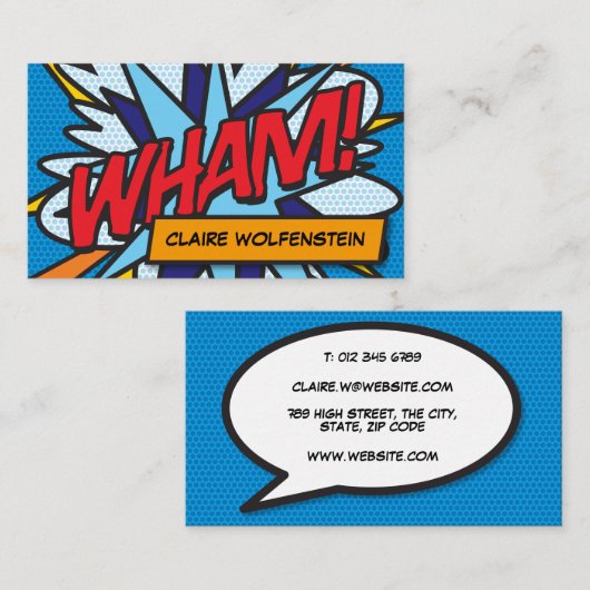 WHAM Leuk Retro Stripboek Visitekaartje (Voorkant / Achterkant)