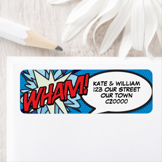 WHAM Leuke Retro Stripboek Pop Art Adres Etiket (Insitu)