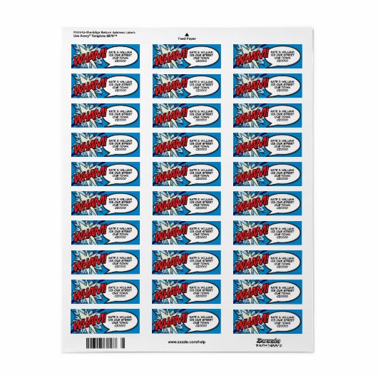 WHAM Leuke Retro Stripboek Pop Art Adres Etiket (Full Sheet)