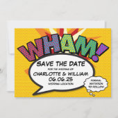 WHAM Reddingsdatum Fun Retro Strip Pop Art Save The Date (Voorkant)