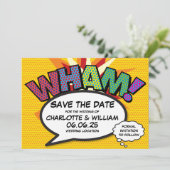WHAM Save the Date Fun Retro Comic Book Pop Art (Staand voorkant)