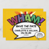 WHAM Save the Date Fun Retro Comic Book Pop Art Kaart (Voorkant / Achterkant)