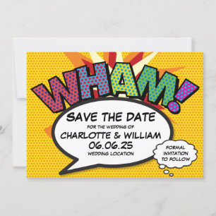 WHAM Sla de datum op Leuk Retro Stripboek Pop Art Save The Date