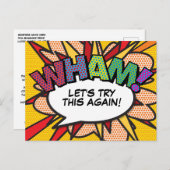 WHAM Uitgestelde datumwijziging Comic Book Pop Art Aankondigingskaart (Voorkant / Achterkant)