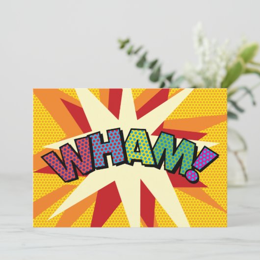 WHAM Uw Bericht Spraak Bubble Fun Retro Aankondiging (Staand voorkant)