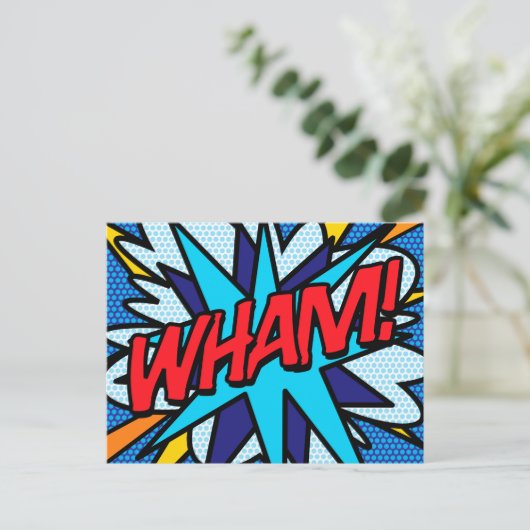 WHAM Uw Bericht Spraak Bubble Fun Retro Aankondigingskaart (Staand voorkant)